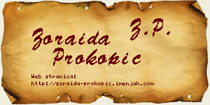 Zoraida Prokopić vizit kartica